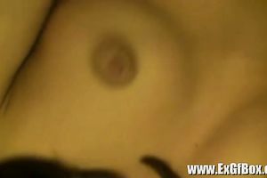 Skinny dark brown college cheating wife films herself in the bedroom