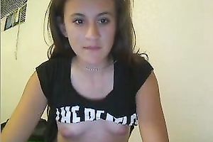 Amateur cute lengthy haired legal age teenager naked her petite pale scoops on livecam