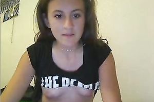 Amateur cute lengthy haired legal age teenager naked her petite pale scoops on livecam