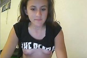 Amateur cute lengthy haired legal age teenager naked her petite pale scoops on livecam