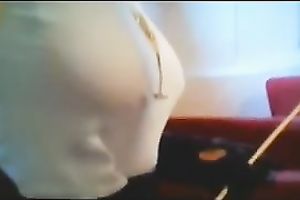 My aged voluptuous dirty slut wife in her leather petticoat and gloves