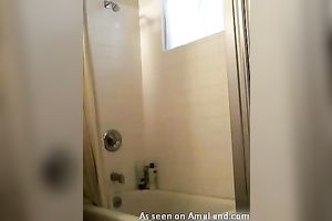 Fun in washroom - my teeny chick shows off her nude body