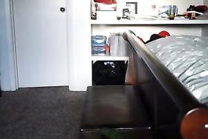 Chocolate cheerful large bottomed sexpot was tenderly teasing her own love tunnel