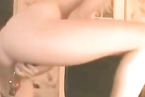 Slender cute pale auburn webcam white bitch with fine milk sacks masturbated a bit