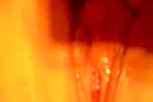 Wife strokes her sensitive clitoris making her snatch soak with love juice