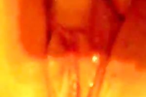 Wife strokes her sensitive clitoris making her snatch soak with love juice