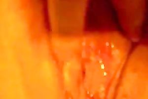 Wife strokes her sensitive clitoris making her snatch soak with love juice