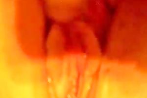 Wife strokes her sensitive clitoris making her snatch soak with love juice