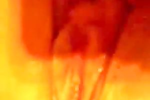 Wife strokes her sensitive clitoris making her snatch soak with love juice