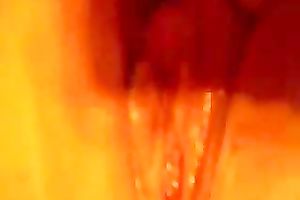 Wife strokes her sensitive clitoris making her snatch soak with love juice