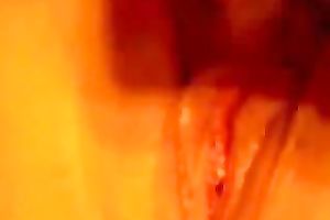 Wife strokes her sensitive clitoris making her snatch soak with love juice