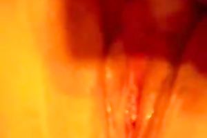 Wife strokes her sensitive clitoris making her snatch soak with love juice