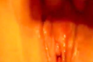 Wife strokes her sensitive clitoris making her snatch soak with love juice