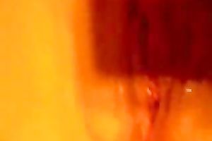 Wife strokes her sensitive clitoris making her snatch soak with love juice