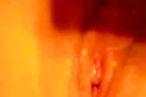 Wife strokes her sensitive clitoris making her snatch soak with love juice