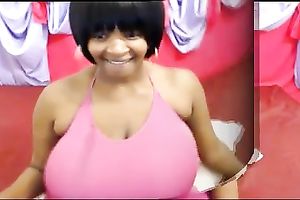 Busty dark webcam model milf shows off her big pantoons