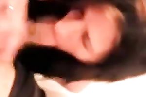 Torrid perverted glamorous brunette hair MILFie slutwife of my buddy gives him handjob