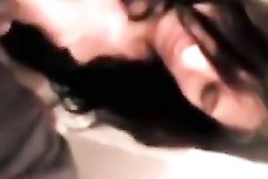 Torrid perverted glamorous brunette hair MILFie slutwife of my buddy gives him handjob