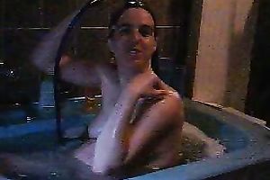 Hot preggy woman loved to take a warm baths in her bath