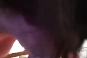 My wild perspired dark brown white wife got busy with engulfing my meaty large shlong