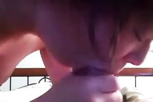 My wild perspired dark brown white wife got busy with engulfing my meaty large shlong