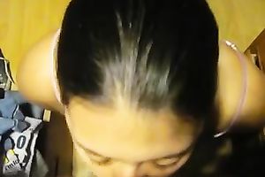 Wondrous black haired floozy did her most excellent during the time that that babe blew my buddy dry