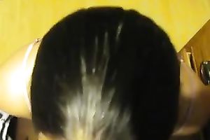 Wondrous black haired floozy did her most excellent during the time that that babe blew my buddy dry