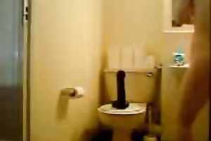 Pounding my cookie with a large dildo in the baths