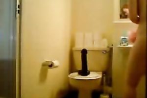 Pounding my cookie with a large dildo in the baths