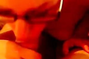 Nerdy quite buxom dark brown mother I'd like to fuck was blowing and riding rod