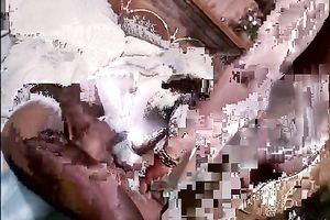 Ebony dilettante chick got her taut and all soaked love tunnel gangbanged hard