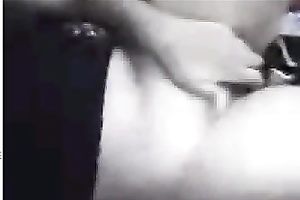 Black sweetheart rubs her fanny in bedroom throughout her pants