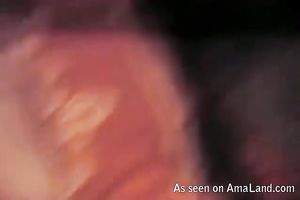 Skinny dark brown whore pleases 2 perverted dudes at home