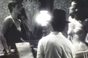 Short haired brunette hair lascivious chick craves to blow jock of a sailor