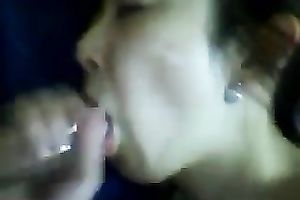 Submissive pale skin Japanese white wife giving head on POV clip