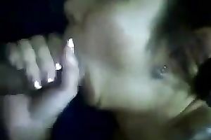 Submissive pale skin Japanese white wife giving head on POV clip