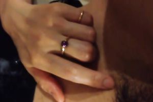 My dirty slut wife was rubbing her own curly cookie in a delicate mode