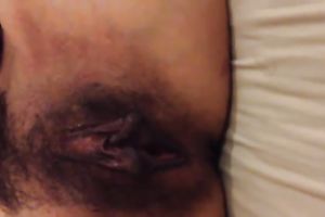 My dirty slut wife was rubbing her own curly cookie in a delicate mode