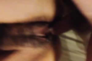 My dirty slut wife was rubbing her own curly cookie in a delicate mode