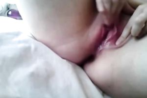 Kinky roommate shows her pink pussy in closeup discharged whilst masturbating passionately