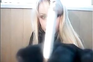 Blonde sexy doxy smokes on web camera to tease me and puff smoke in my face