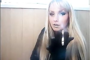 Blonde sexy doxy smokes on web camera to tease me and puff smoke in my face