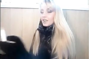 Blonde sexy doxy smokes on web camera to tease me and puff smoke in my face