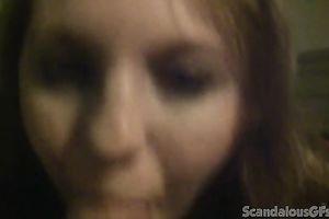 Chubby dilettante white girlfriend blowing penis on POV tape