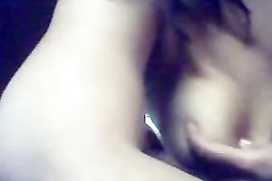Amateur Indian juvenile chick flashes her large milk shakes on web camera