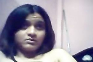 Amateur Indian juvenile chick flashes her large milk shakes on web camera
