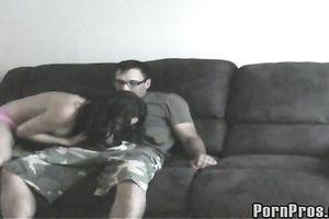 Playful brunette hair cheater in pink pants giving head and riding dick