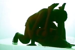 Hot bronze skin white hottie in romantic vehement action of sex