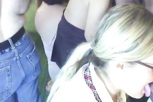 Nice gripping oral pleasure oegy with cute blondie and breasty brunette hair playgirl