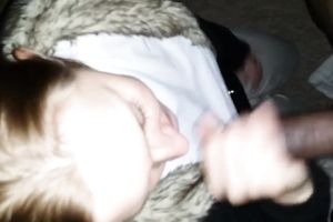 Kinky blue eyed nice-looking white bitch sucked my friend's rigid jock at night